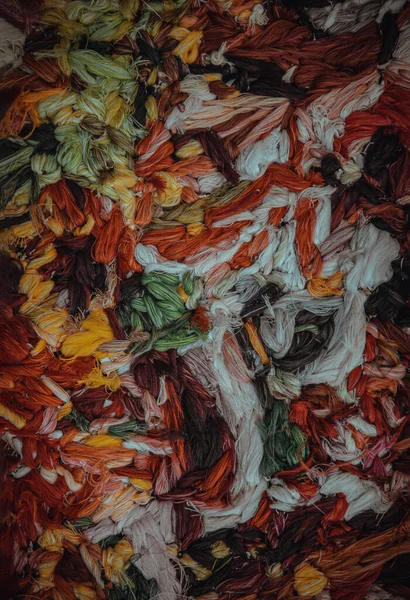 Renkli Çapraz Dikiş Iplikleri Doku Lifin Arka Planı Işi Sanat — Stok fotoğraf