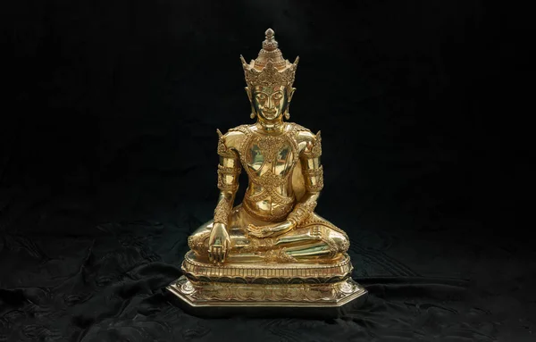 Figurine Gold Brass Phra Phut Sik Khi Thotsaphon Primeiro Buda — Fotografia de Stock