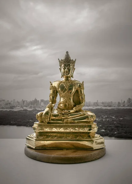 Banguecoque Tailândia Setembro 2022 Figurinha Bronze Dourado Phra Phut Sik — Fotografia de Stock