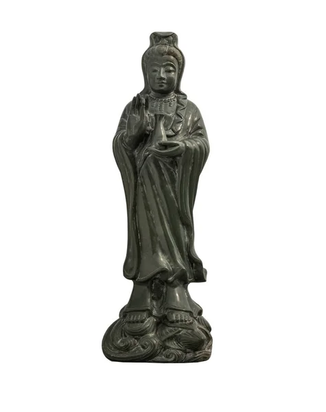 Figurka Bodhisattwy Zielonego Guan Yin Lub Posągu Quan Yin Buddha — Zdjęcie stockowe