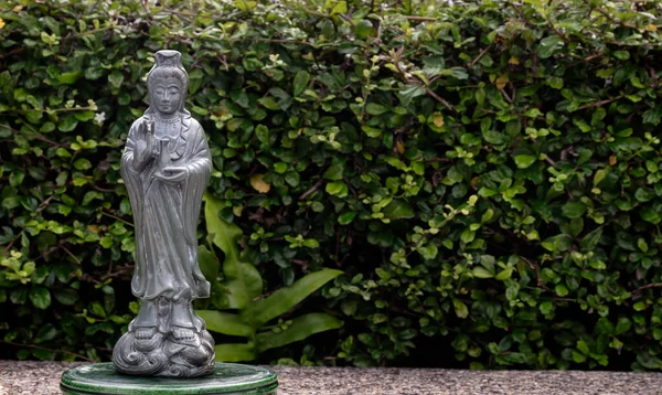 Statuen Grønn Guan Yin Bodhisattva Eller Quan Yin Buddha Nådens – stockfoto