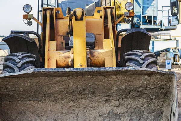 Pala Gommata Pesante Con Secchio Cantiere Attrezzature Lavori Terra Trasporto — Foto Stock