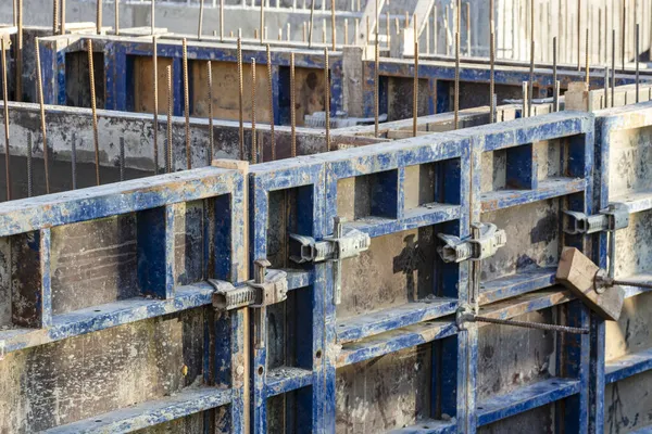 Fundamentos Hormigón Armado Moderno Edificio Residencial Monolítico Encofrado Preparado Con — Foto de Stock