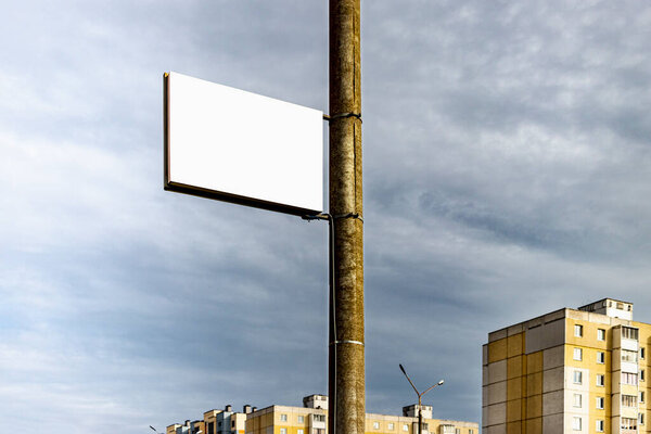 Blank white Lamp Post Banner poster for mock up and template design