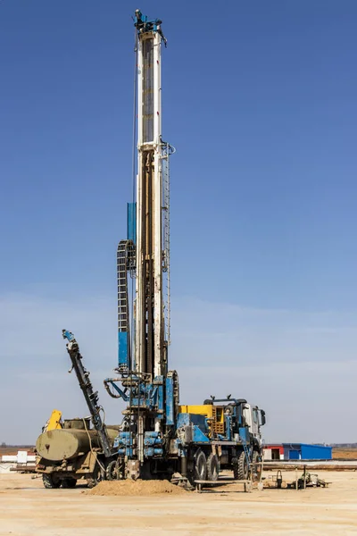 Drilling Rig Close Construction Site Deep Hole Drilling Extraction Minerals — Stock fotografie