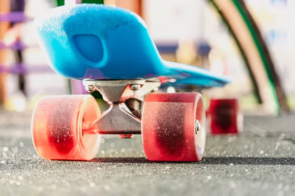 Colorful Skate Board Orange Wheels Close Playground — Stock Photo, Image