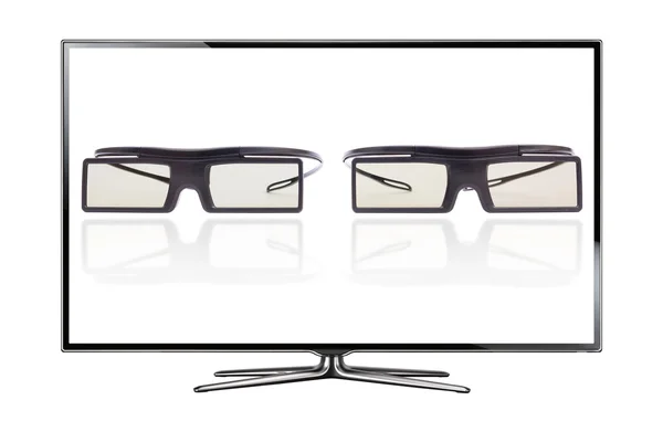 Televisor con gafas aisladas sobre fondo blanco —  Fotos de Stock