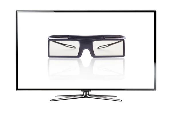 白い背景で隔離のメガネのテレビセット — ストック写真