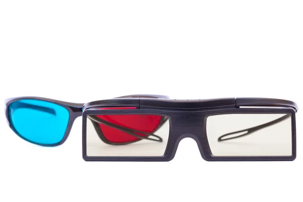Z tworzyw sztucznych na białym tle okulary 3d — Zdjęcie stockowe