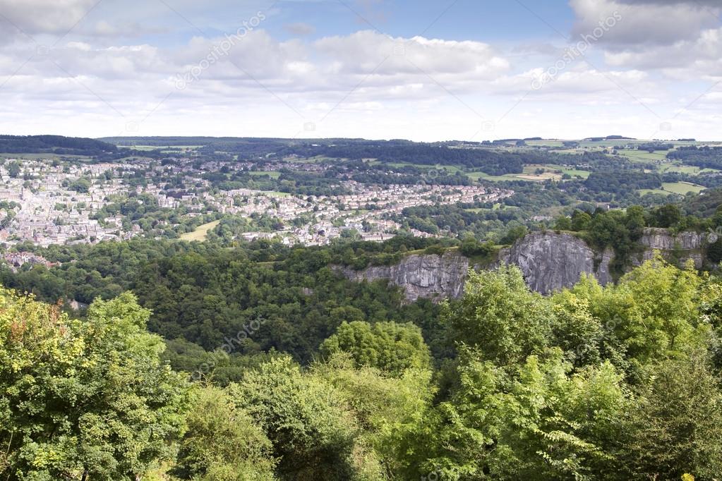 Elevated view of Matlock, Derbyshire from Heights of Abraham