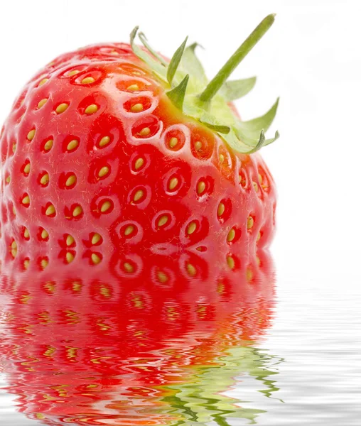 用波纹反射的红色草莓 — 图库照片