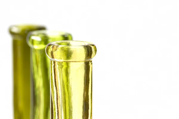 Three green bottles on white — Stock Photo, Image