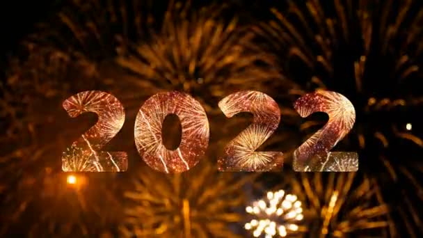 Loop Sömlös Fyrverkeri 2022 Hälsning Nyårsafton Nedräkning Firande Riktiga Färgglada — Stockvideo