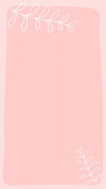 Dikey video 4K çözünürlüğü. Eğreltiotu yapraklarının, mobil reklam arka planı için telif uzayı olan pembe bir zemin üzerinde sallanan minimum beyaz ana hatlarının grafiği