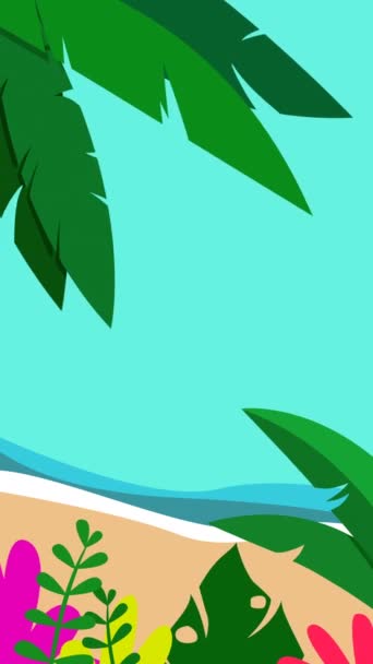 Vertikal Video Upplösning Animation Grafik Kokospalmblad Och Tropiska Träd Svajande — Stockvideo
