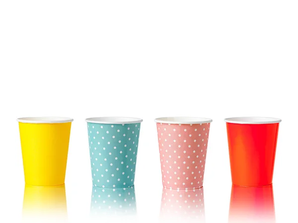 Disposable Paper Cups Isolated White Background — Stock Photo, Image