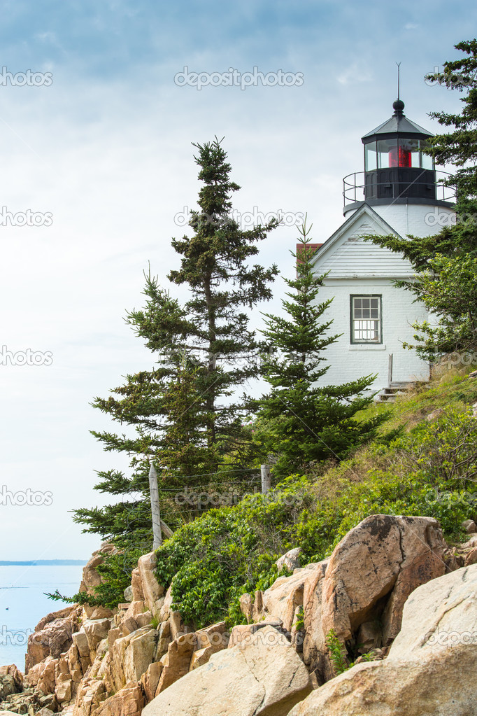 Bass Harbor Light Station Overlooking the Bay