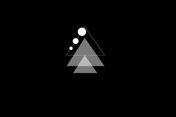 黒と白の幾何学的形状が黒と白の背景に孤立している 三角形と円 — ストック写真