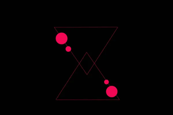 Círculos Rojos Triángulos Aislados Sobre Fondo Negro Formas Geométricas Colocadas — Foto de Stock
