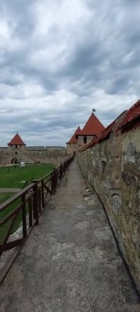 Fortaleza Antiga Cidade Portuária Muros Pedra Elementos Isolados Cavaleiro — Vídeo de Stock
