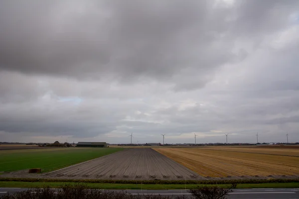 Niederländische Landschaft mit beeindruckender Wolkenlandschaft — Stockfoto