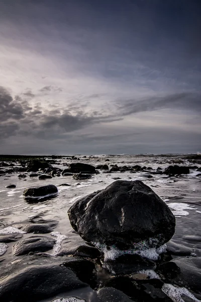 Tramonto sopra la spiaggia olandese — Foto Stock