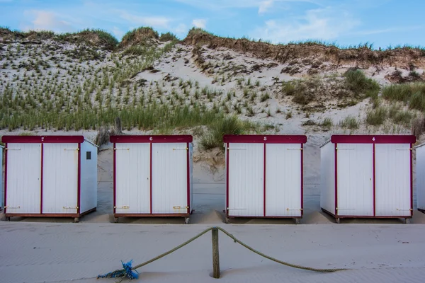 Beach huts at Dutch beach — Stock Photo, Image