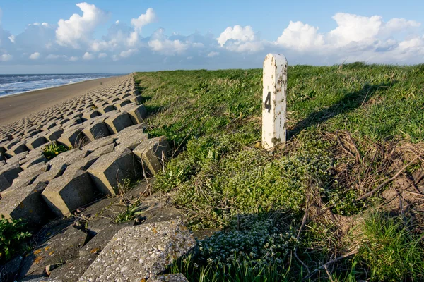 Dyke fortification at Dutch coast — Stock Photo, Image