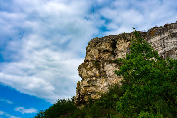 White mineral rock in the Bakota, Ukraine, Podilski tovtry National park Stock Image