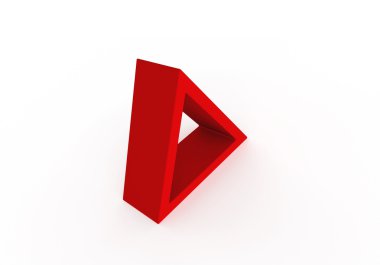 Kırmızı 3d Piramit çerçeve modeli beyaz izole