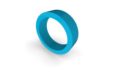 3d siyan halkası içi boş silindir beyaz izole