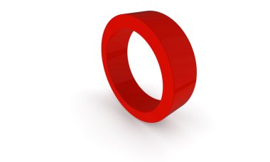 3d Kırmızı halka içi boş silindir beyaz izole