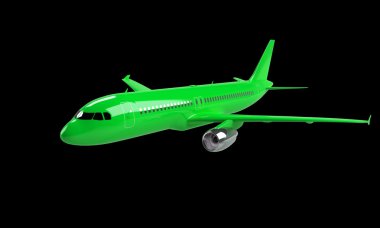 siyah üzerine izole yeşil uçak