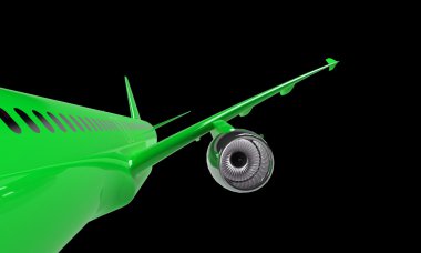siyah üzerine izole yeşil uçak