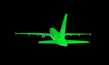 siyah üzerine izole yeşil uçak