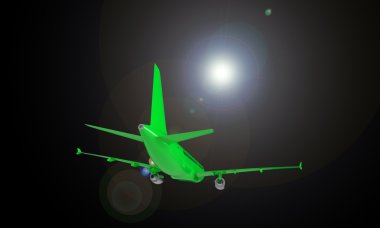 siyah üzerine izole yeşil uçak