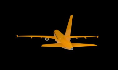 siyah üzerine izole orangeairplane