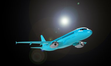 Camgöbeği uçak üzerinde siyah izole