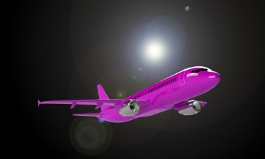 pembe uçak üzerinde siyah izole
