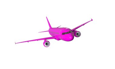 pembe uçak üzerinde beyaz izole