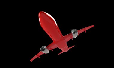 siyah üzerine izole kırmızı uçak