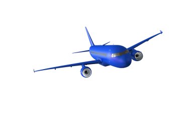 Mavi uçak üzerinde beyaz izole