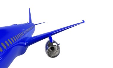 Mavi uçak üzerinde beyaz izole