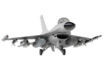 iniş üzerinde beyaz izole kapalı alarak bir f-16 savaş uçağı modeli