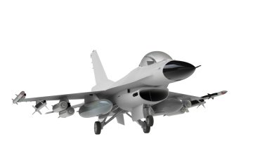 iniş üzerinde beyaz izole kapalı alarak bir f-16 savaş uçağı modeli