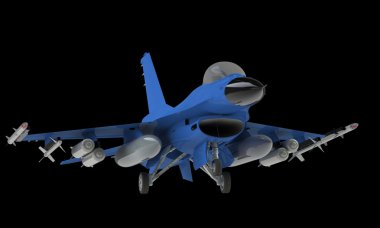 açılış üstünde siyah izole kapalı alarak bir f-16 savaş uçağı modeli