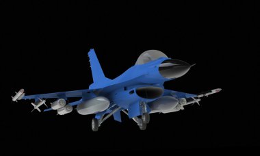 açılış üstünde siyah izole kapalı alarak bir f-16 savaş uçağı modeli