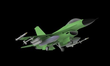 açılış üstünde siyah izole kapalı alarak bir f-16 savaş uçağı modeli