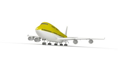 Sarı uçak üzerinde beyaz izole