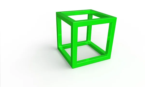 Estrutura cubo verde 3d isolado no whit — Fotografia de Stock